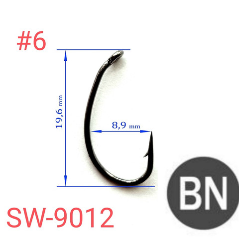 Крючки SUNG WOON SW-9012 Fly, формы scud, черный никель, 1000 шт