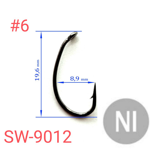 Крючки SUNG WOON SW-9012 Fly, формы scud, никель, 1000 шт