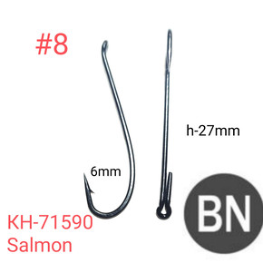 Крючок лососёвый одинарный Kumho Salmon Steelhead Hook КН-71590 черный, 1000шт